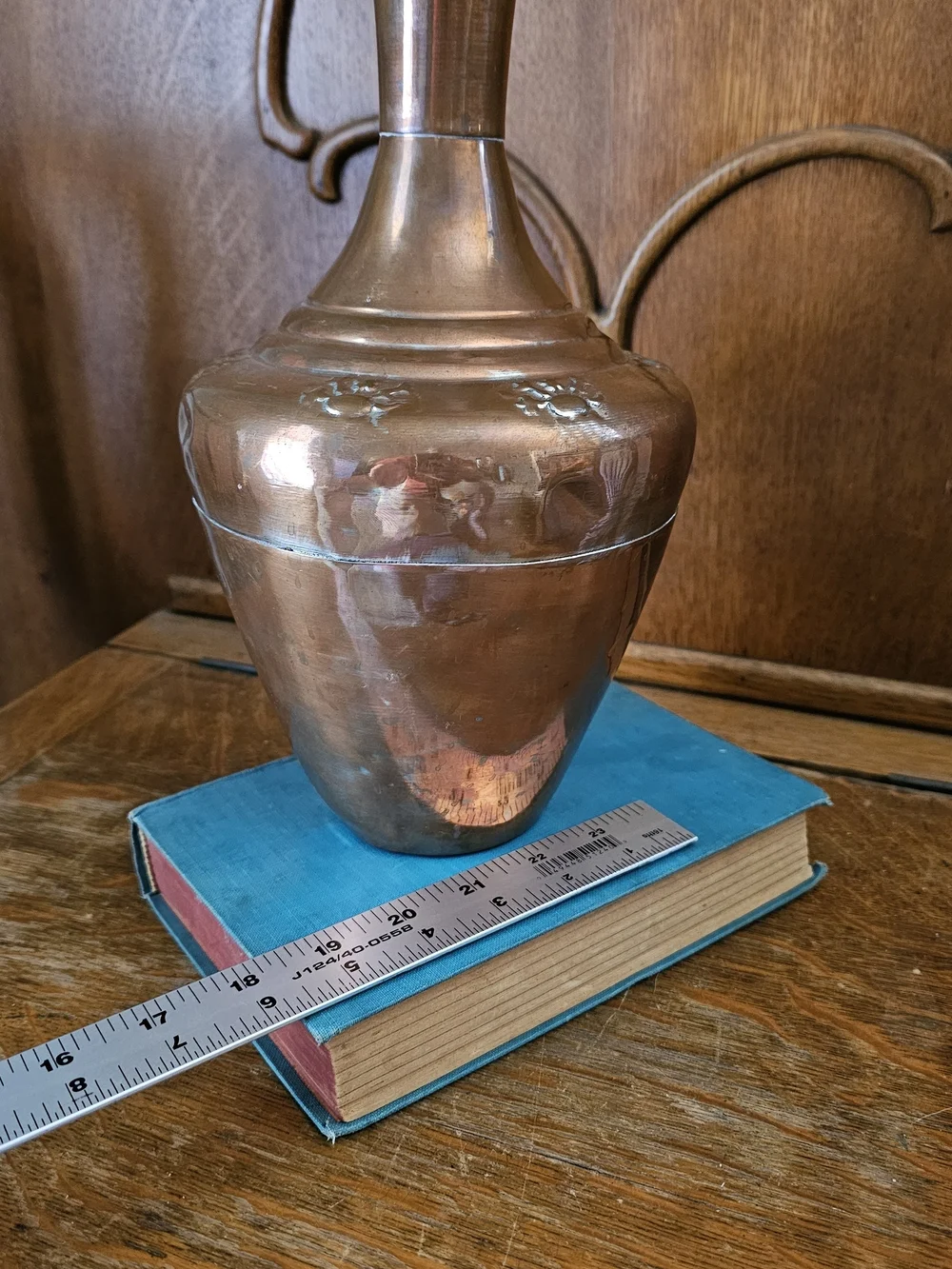 Vintage Hand Hammered Copper Vase M. Kamp Bursa Turkey 10